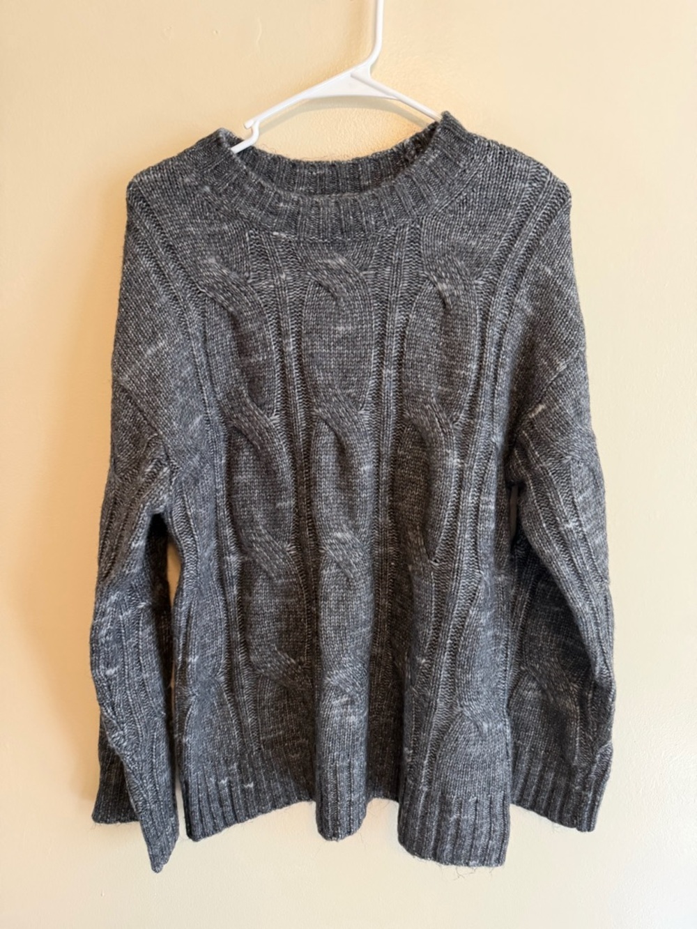 American Eagle Outfitters Charcoal Cable Knit Crewneck Sweater